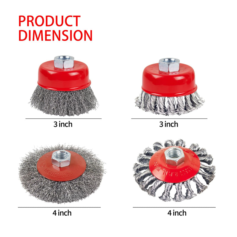 [Australia - AusPower] - Wire Wheel Brush for 4-1/2" Angle Grinder 4 Inch Wire Wheel Set 5/8"-11 Threads Arbor - 2pcs 2 4in 