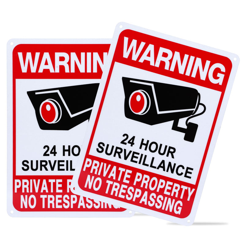 2-Pack No Trespassing Signs Private Property, Video Surveillance Signs Outdoor – Upgraded Version with Enlarged Camera Pattern, 10 x 7 in UV Printed Fade-Resistant Rust-Free Aluminum – Ideal for Home, Business, Driveway, CCTV