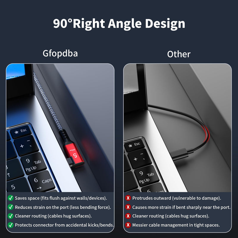 USB C Camera Tethering Cable for Right Angle Thunderbolt 5 Cable 15FT, Support 20Gbps, 240W PD, 4K@60Hz for Thunderbolt 4, iPhone 17, USB4, Canon, Sony, Nikon, Fuji, Mac mini M4 Right Angle 15FT