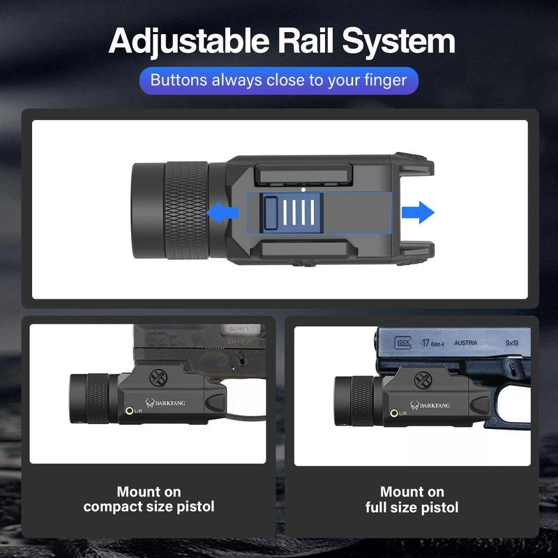 [Australia - AusPower] - DARKFANG Tactical Flashlight and Green Laser Light Combo 1500 Lumen for Shotgun/Pistol Light with Momentary/Strobe Function for 1913 Picatinny Rail 