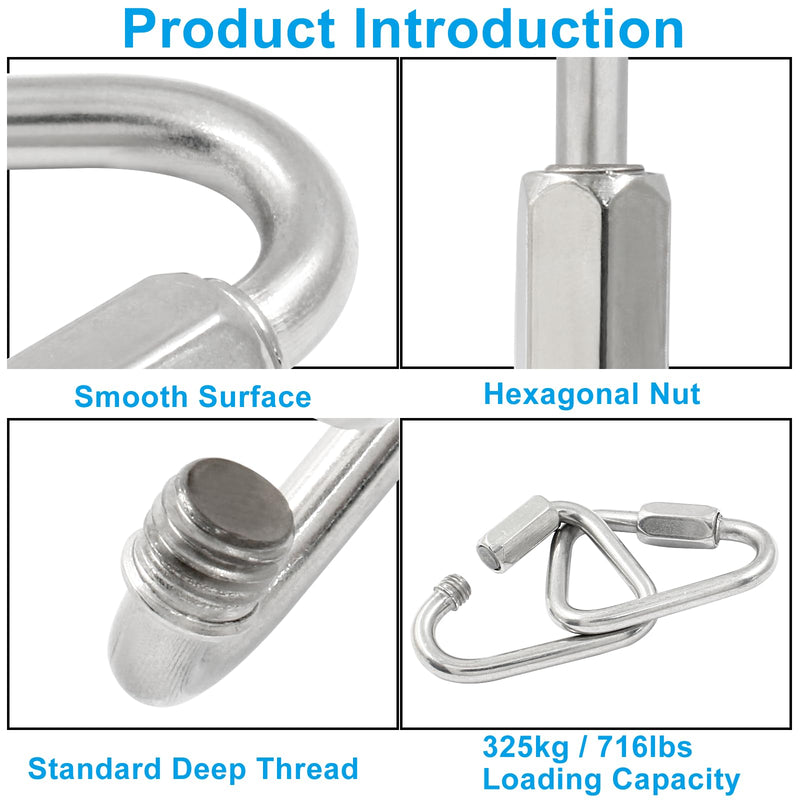 [Australia - AusPower] - 4Pcs Delta Quick Links 3/16 Inch 316 Stainless Steel Triangle Locking Quick Connector, M5 Quick Link Chain Heavy Duty Durable Chain Connector - 716lbs Capacity M5, 4Pcs 