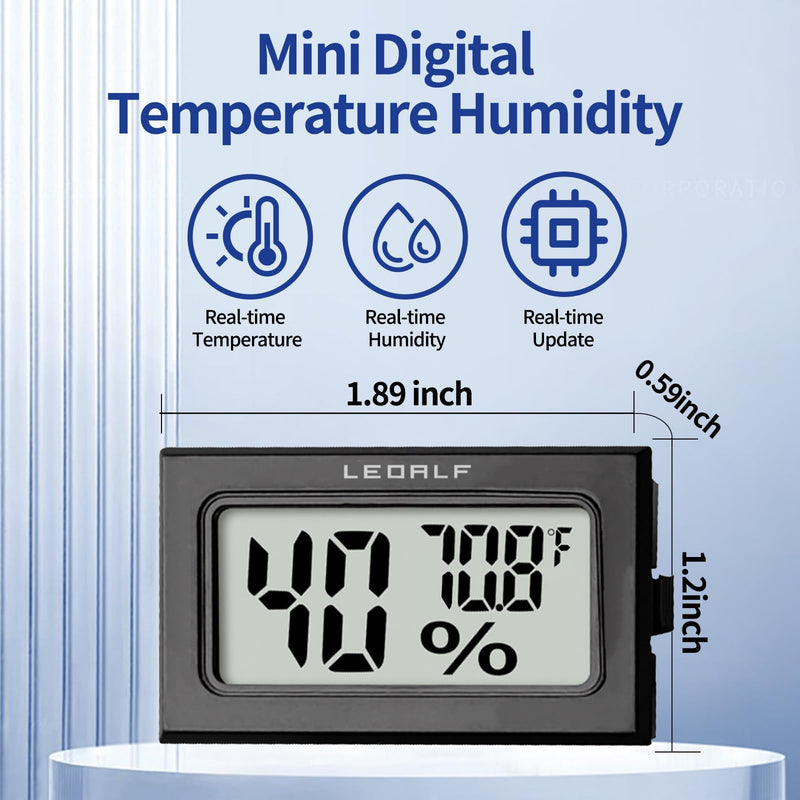 Humidity Meter Hygrometer Room Thermometer Indoor Digital Temperature and Humidity Monitor Mini Hygrometer Thermometer for House Office Home Garden and Cellar, 6 Pack Style B-Black-6pcs