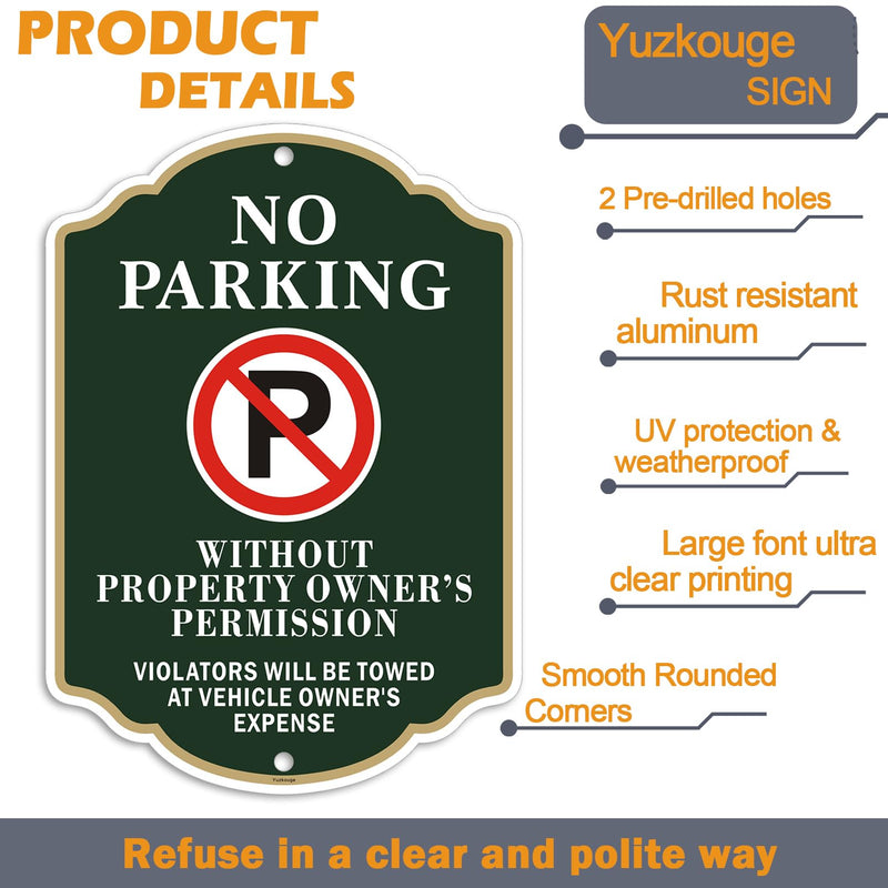 No Parking Sign, Violators Will Be to Towed at Vehicle Owner’s Expense - 2 Pack, 10” x 14” Rust Free Aluminum Sign, Weatherproof, Fade Resistant