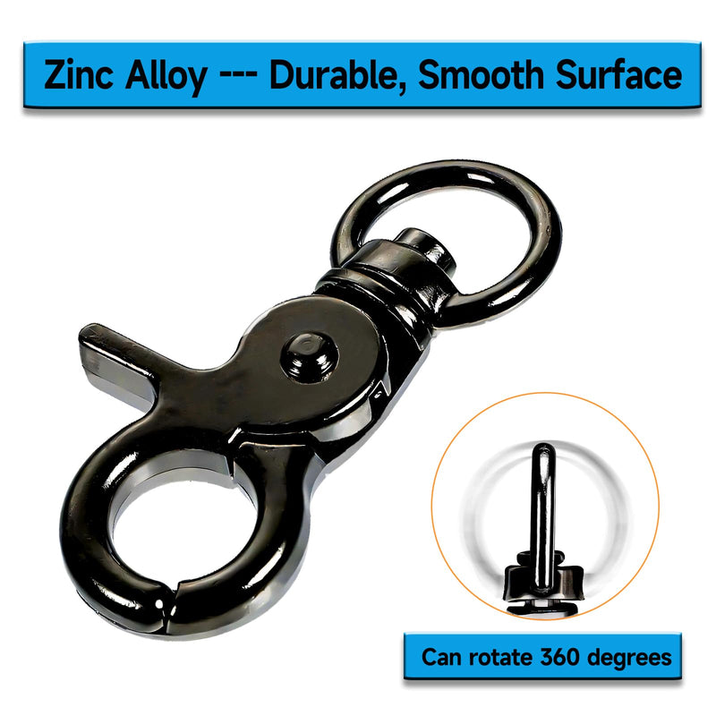 [Australia - AusPower] - Trigger Snap Hooks 2.32'' x 0.82'' Zinc Alloy Black Swivel Snap Hooks Heavy Duty Metal Lanyard Clips Hardware for Purse Bag Bird Cages 10 