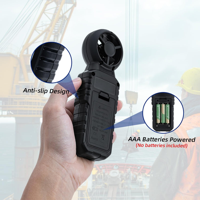 [Australia - AusPower] - Mcbazel 3 in 1 Handheld Digital Anemometer Wind Gauge Wind Gauge for Measuring Wind Speed Temperature Windchill for HAVC Drone Sailing Fishing 