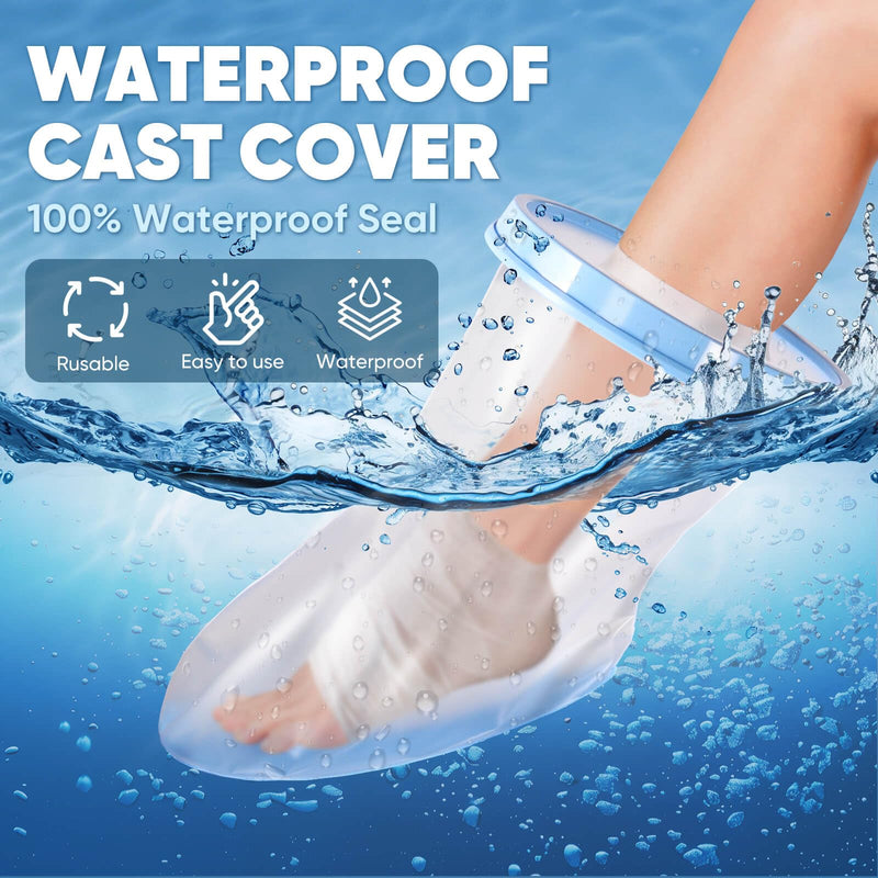 [Australia - AusPower] - Waterproof Leg Cast Cover for Shower Adult Shower Boots for Leg After Surgery with Non-Slip Bottom Ankle Foot Cast Protector for Surgery Bandage Dressing Wound [2025 Upgraded] New-Half Leg 