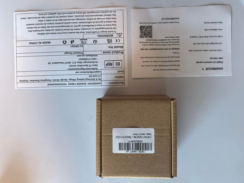 [Australia - AusPower] - Digital Low Pressure Gauge with 1/4'' NPT Bottom Connector and Rubber Protector by Uharbour, 0.35-15 psi, Accuracy 1% .F.S. 0.35-15PSI Bottom Mount 