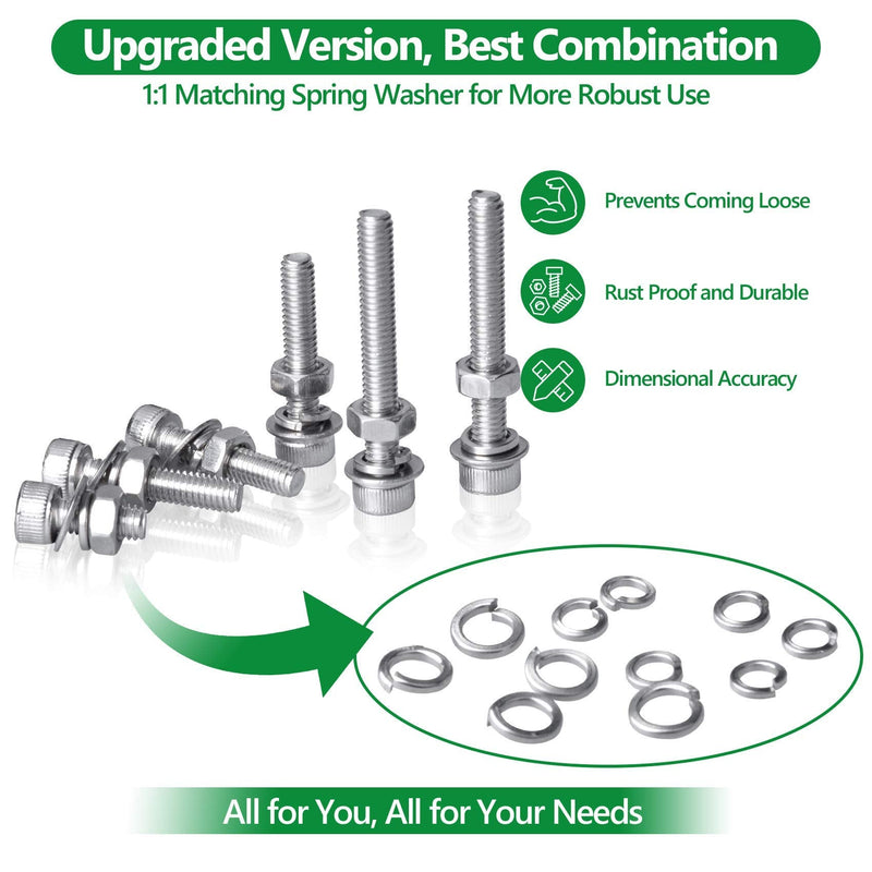[Australia - AusPower] - 1440PCS Screws Nuts and Washers Assortment, M2 M3 M4 Hex Socket Head Cap Metric Bolts and Nuts Kit and 820PCS M2 M3 M4 Metric Screw Assortment, 304 Stainless Steel Metric Bolts and Nuts Assortment Kit 