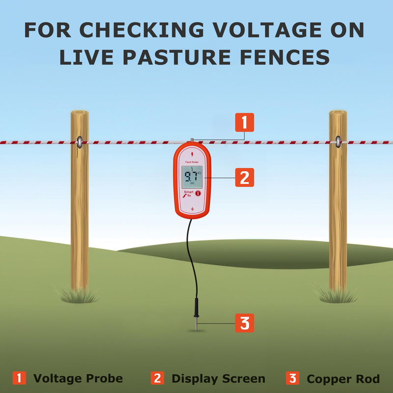 [Australia - AusPower] - Electric Fence Voltage Tester, 15KV Digital Electric Fence Voltage Tester, Digital Display High Voltage 200-15000V Gardening Tools Orange 