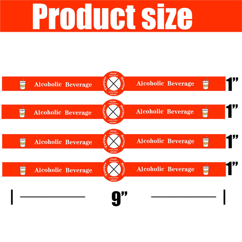Alcohol to-Go Drink Straw Tamper Proof Stickers 500 Pcs Alcoholic Beverage Lid Stickers - 1 x 9 inch Safe Secure Tamper Evident Safety Seals Sticker for Alcohol Cups Drink Lids