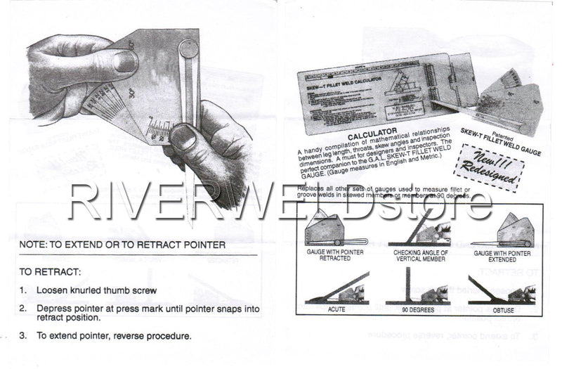 [Australia - AusPower] - RIVERWELD Skew-T Fillet Weld Gauge Gage Checking Angle of Vertical Member Weld Acute Side Obtuse Side Welding Inspection 