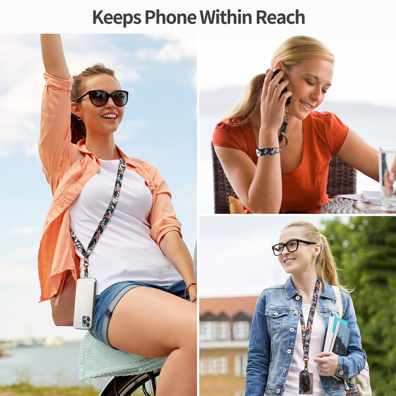 [Australia - AusPower] - Cell Phone Lanyard, Phone Lanyard Crossbody, Wrist Strap, lanyards for Keys, Universal Adjustable Shoulder Neck Straps for iPhone Case ID Badges 3-pretty Flowers 