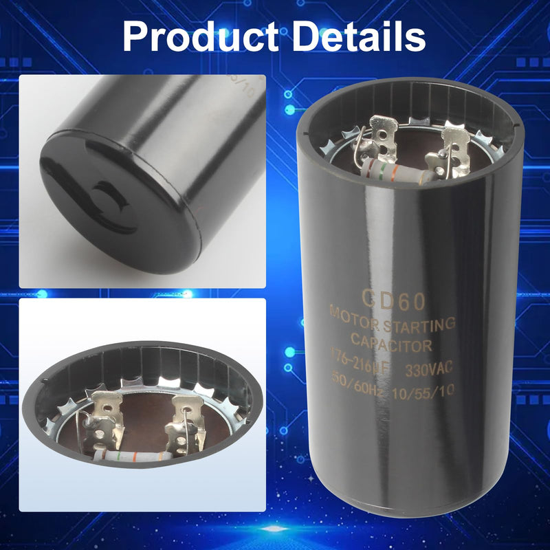 2025 Upgrade CPT00320 Capacitor Dual Run Circular Start with Resistance Wire for Trane 176-216 MFD uF 330 Volt Capacitor, Specific Fit for American Standard Units, Heat Pump and HVAC Systems