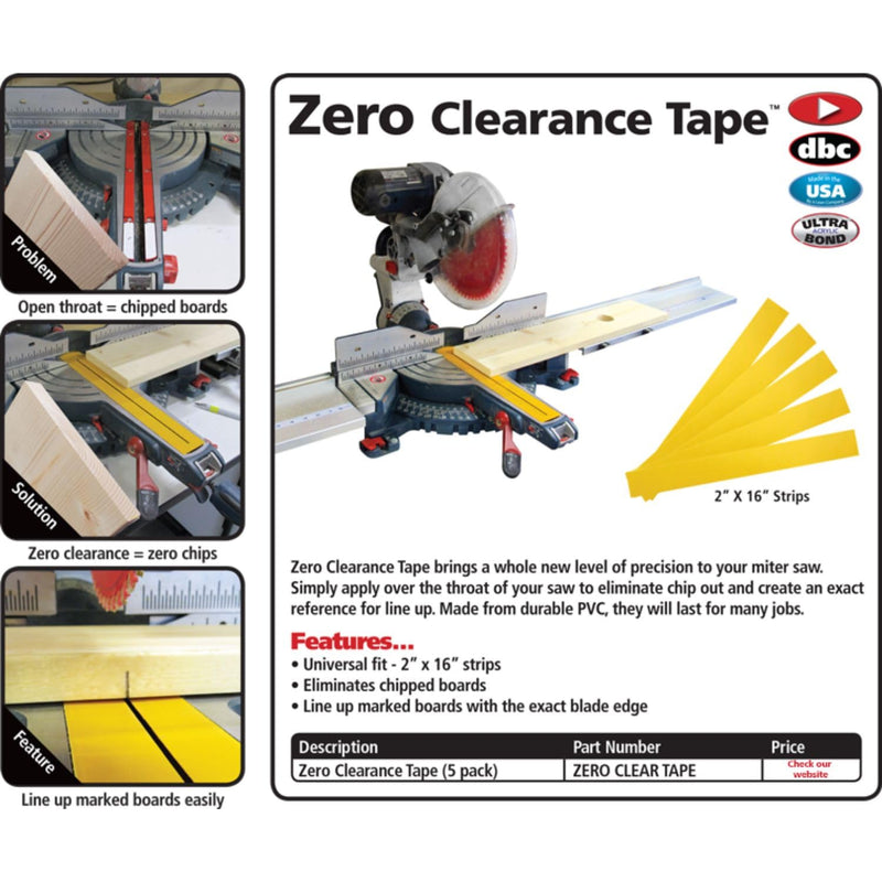 FastCap Zero Clearance Tape - Made from Durable PVC - 2inch Width x 16inch Length, 5 Yellow Strips - 05432 5,1 x 40,6 cm