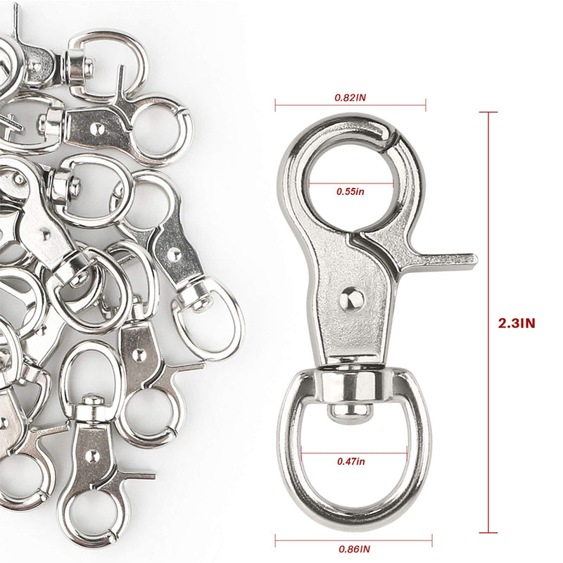 [Australia - AusPower] - HOSUKKO 15PCS Trigger Snap Hooks,360 Degree Heavy Duty Snaps Swivel Lobster Clasps,Stainless Steel Swivel Claw Clips for Pet Cages,Dog Leash,Camera Straps,Snap Hook Purse Silver-15pcs 