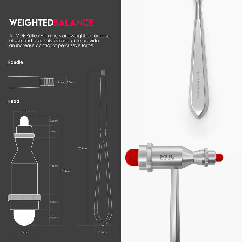 [Australia - AusPower] - MDF Instruments, Tromner Neurological Reflex Hammer with Pointed tip Handle for cutaneous and Superficial responses - Free-Parts-for-Life & Lifetime Warranty - Red (MDF555-02) 
