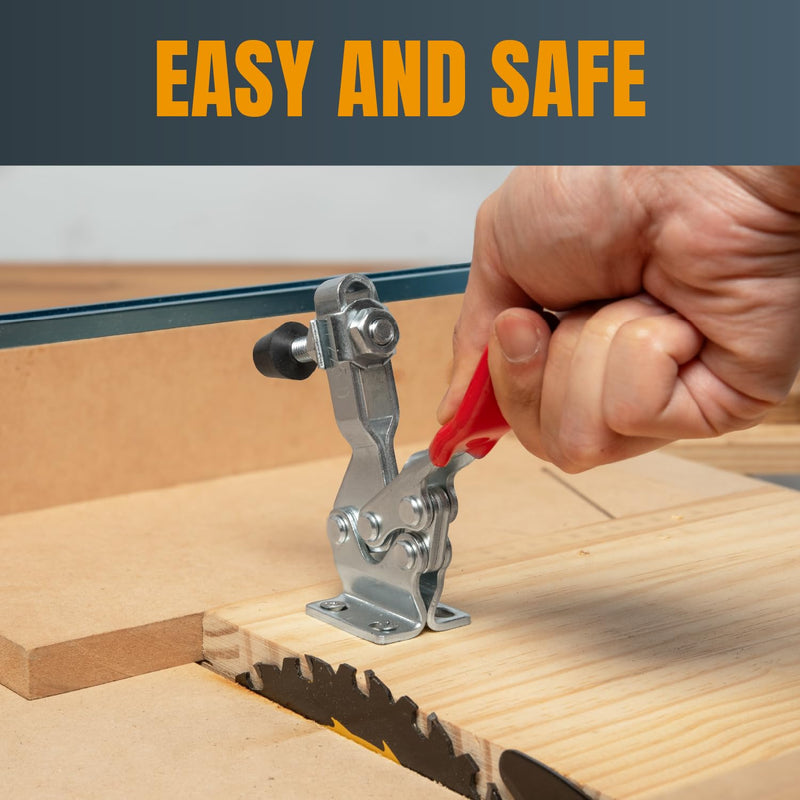 [Australia - AusPower] - POWERTEC 1PK Toggle Clamp, 500 lbs Holding Capacity, 225D Quick Release Horizontal Clamps w/ Antislip Rubber Pressure Tip for Woodworking Jigs and Fixtures, Welding, Drill Press, Crosscut Sled (20301) 225D, 1PK 