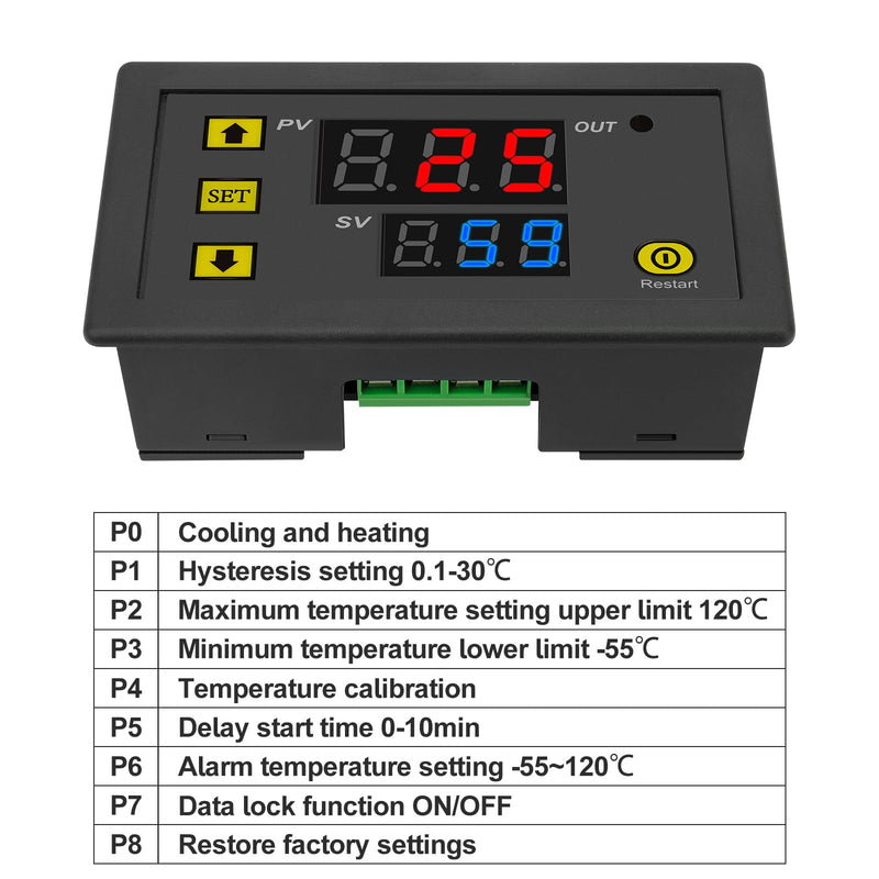 [Australia - AusPower] - 12V Temperature Controller Module -50 to 120°C Digital Temperature Switch 12V Thermostat Switch Module Heating/Cooling LED Thermostat Controller with NTC Waterproof Sensor (2 Pcs) 