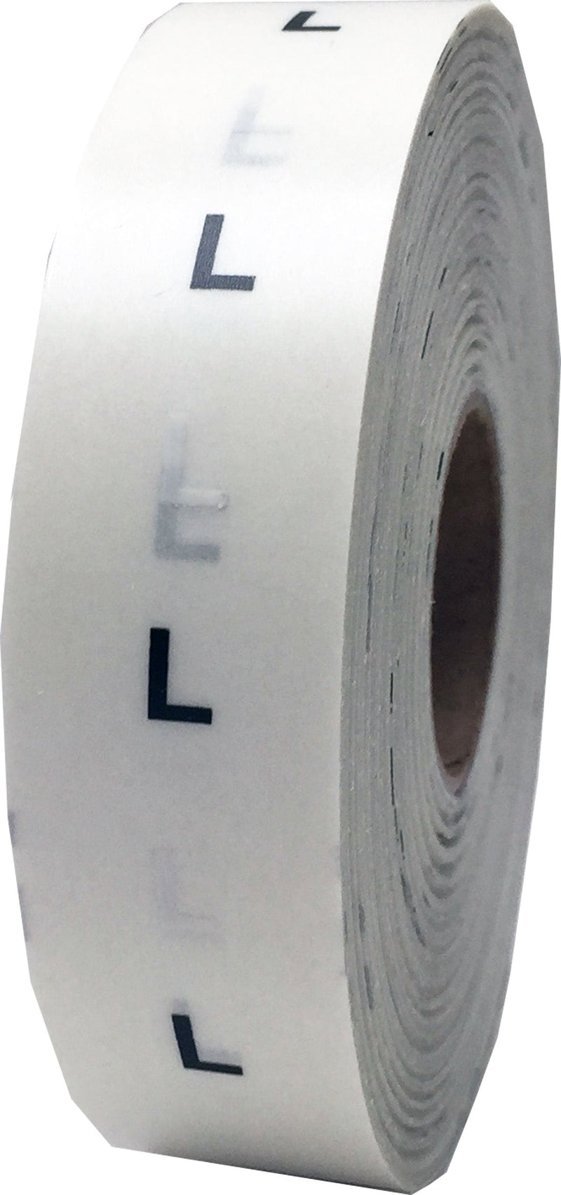 Large Modern Clothing Labels – Clear Size Strip Stickers with Black Text, 3/4 x 6 Inch Adhesive Labels, 200 Total Stickers Per Roll for Retail Apparel, Organization, and Inventory – Made in the USA L