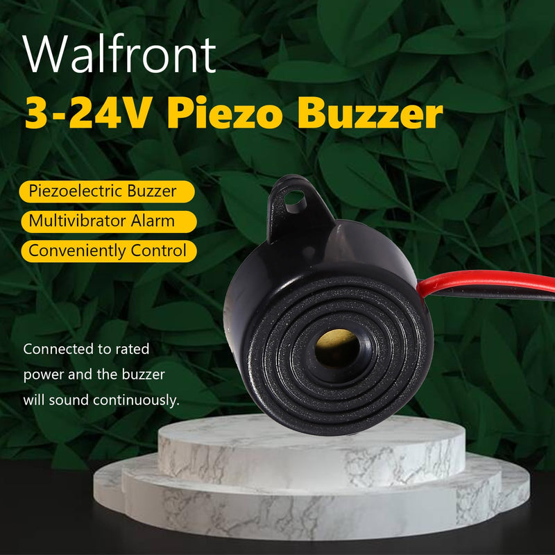 [Australia - AusPower] - 3-pack DC 3V-24V Active Piezo Electric Buzzer Piezo Electronic Buzzer Alarm Active Buzzer Loud Continuous Sound with 100mm Sound Cable 