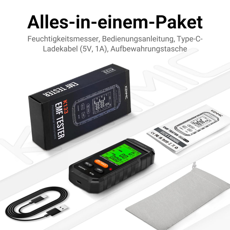 [Australia - AusPower] - KENMIC EMF Meter, 3-in-1 EMF Meter EF/MF/RF Portable Electromagnetic Field Radiation Detector for EF, RF, MF, WiFi Signal, Suitable for Home, Office, EMF Inspections and Ghost Hunting Green 