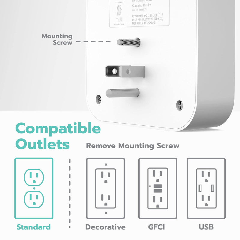 [Australia - AusPower] - KMC Smart Tap Mini 2-Pack, 4-Outlet Wall Mounted Plug Adapter, 3 Independently Controlled Wi-Fi Outlets, Compatible with Alexa & Google Assistant, No Hub Required 2 PACK 
