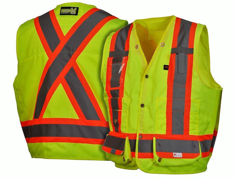 Pyramex Hi-Vis Safety Vest with Contrasting Reflective Tape, Medium-XL, Lime