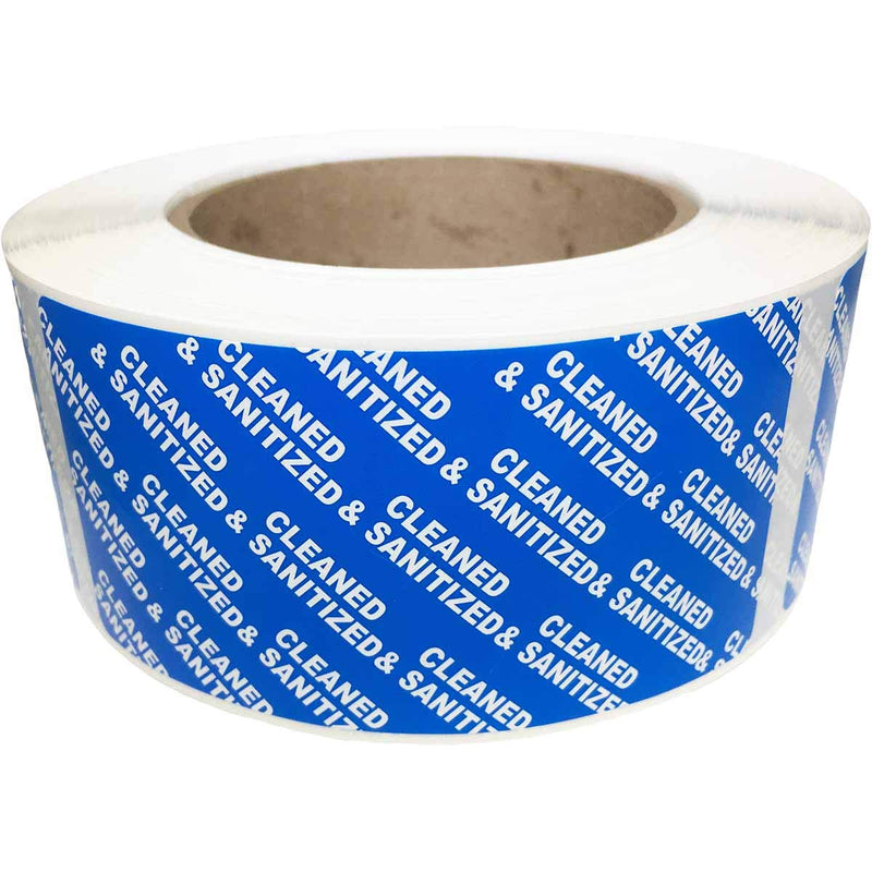 Blue Cleaned and Sanitized Tamper Evident Seals, 2 x 4 Inch, 500 Total Labels
