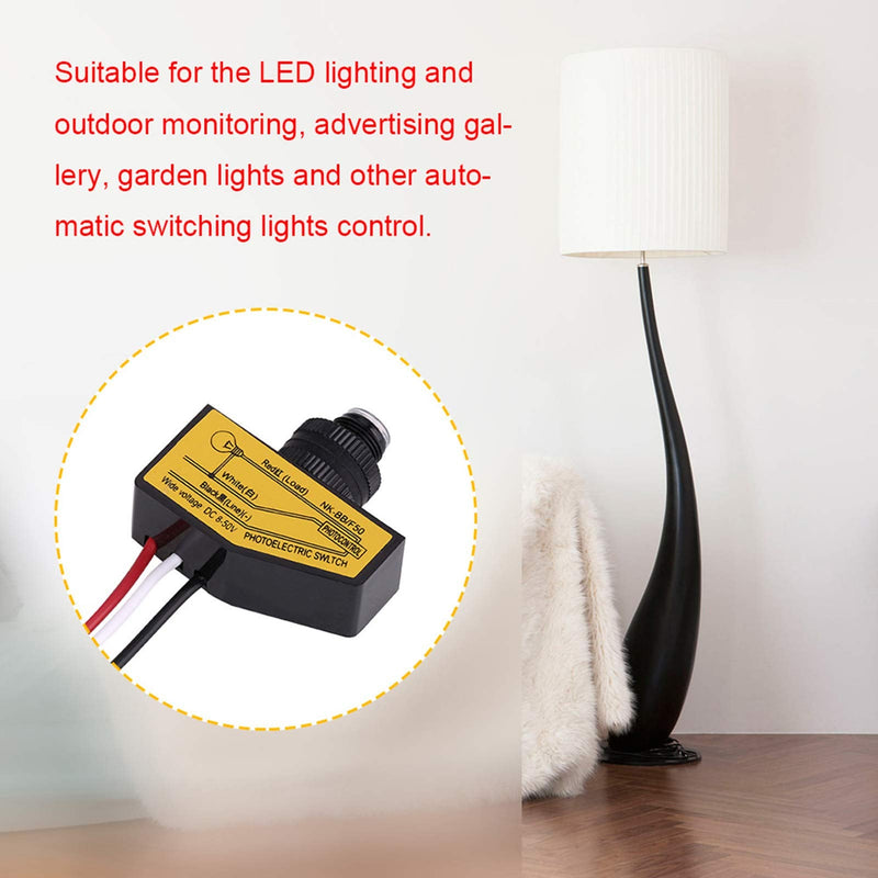 [Australia - AusPower] - 12v 24v 36v 48v Photoelectric Switch, 8V to 50VDC Photocell Switch Mini Light Automatic Switching Sensor Remote Photocell Dusk to Till Dawn 