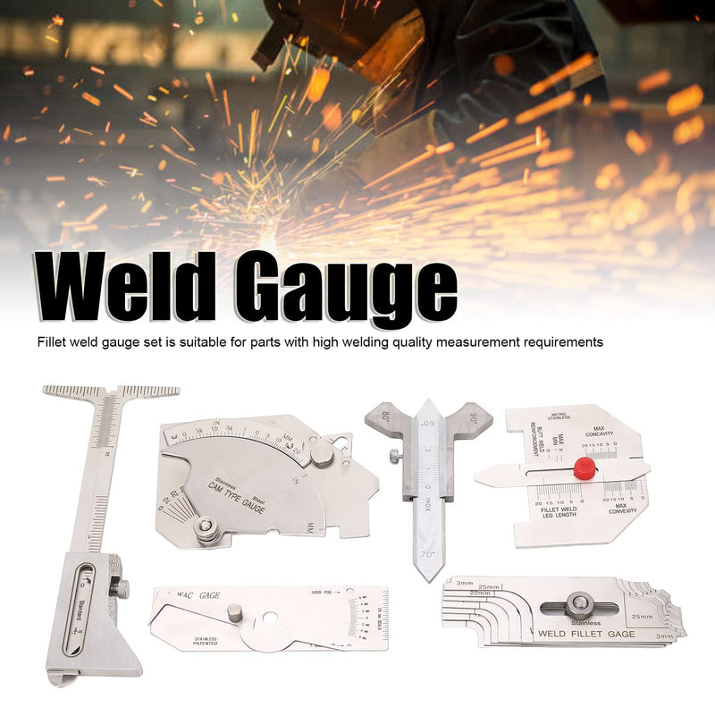 [Australia - AusPower] - 6 Piece Fillet Weld Set, Stainless Steel Metric Welding Inspection with Bag, Includes MG - 8 MG - 11, V - Wac Porosity Undercuts Checking and Hi Lo 
