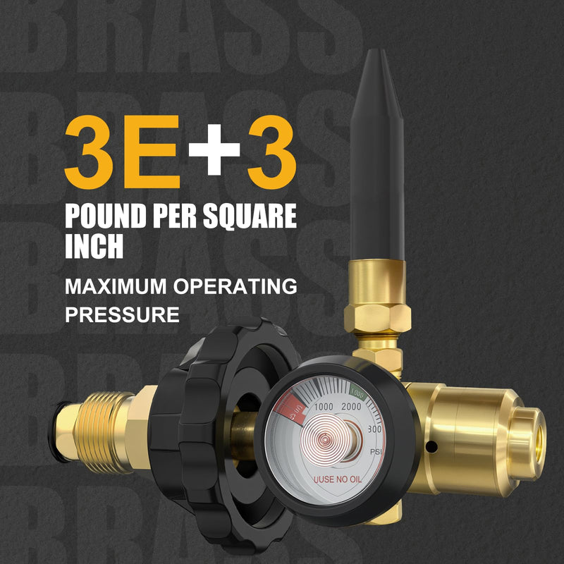 Helium Tank Regulator 0-3000 PSI Gauge and CGA580 Tank Valve for Balloons with Foil Balloon Inflator Adapter