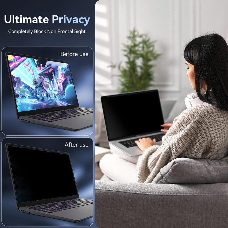 [Australia - AusPower] - Laptop Privacy Screen 15.6 Inch Compatible with HP/Dell/Acer/Samsung/Asus/Lenovo/Toshiba,16:9 Aspect Removable Anti Glare Blue Light Filter Protector, 15.6 in Laptop Privacy Screen Shield 