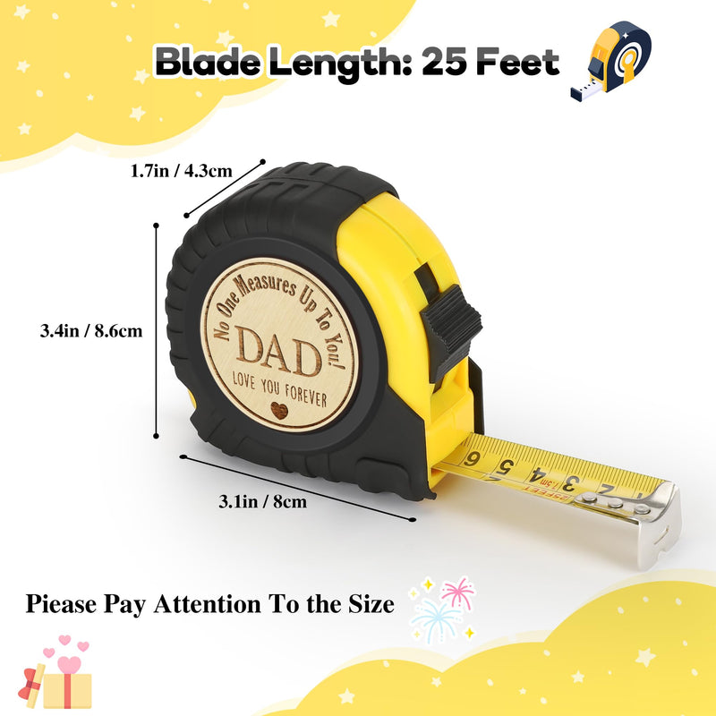 [Australia - AusPower] - One Measures Up Gifts for Dad, Dad Gifts from Son Daughter, Fathers Day Birthday Christmas Gifts for Dad, Tool Gifts Woodworker Carpenter Gifts, No One Measures Up to You, Engraved Tape Measure 25 FT 