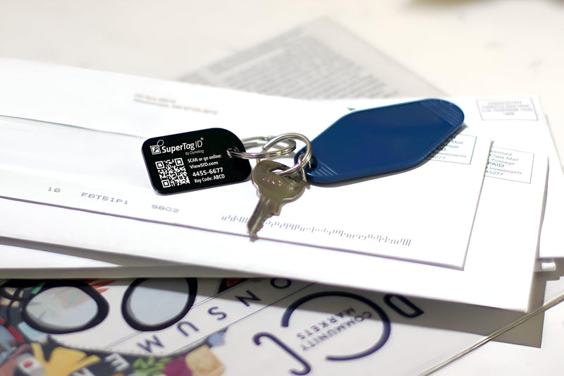 Dynotag® Sentry Series Anodized Aluminum Smart ID Tag for Keychain & Property, with Keyring + DynoIQ™ & Lifetime Service Midnight Black
