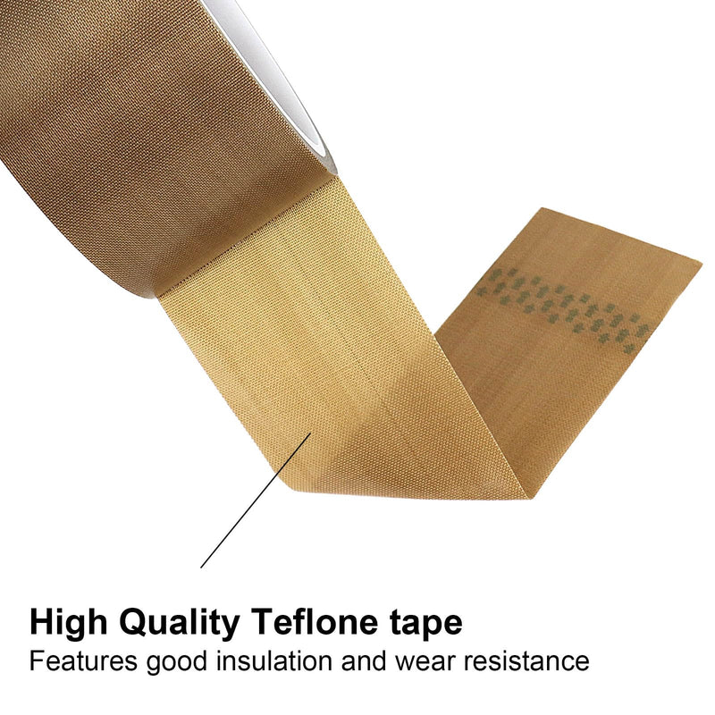 [Australia - AusPower] - BOMEI PACK Teflone PTFE Glass Cloth Tape, (2-inch x 33 Feet x 0.18mm) High Temperature PTFE Tape for Vacuum Sealer Machine, Hand Impulse Sealers Insulation PTFE Coated Fiberglass Adhesive Tape 2-inch x 33 Feet 