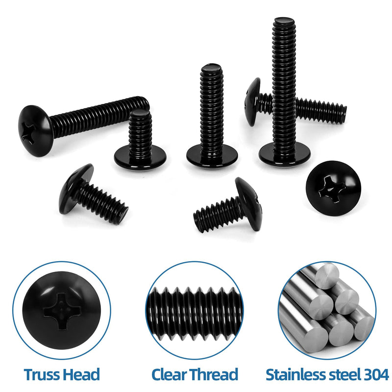 [Australia - AusPower] - #6-32 x 1/2" Truss Head Machine Screws, Full Thread, 304 Stainless Steel Black Finish, 100 PCS #6-32 x 1/2" 