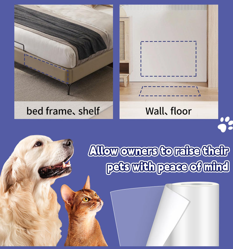 Cat Scratch Furniture Protector: Cat Anti Scratch Tape - Door Protector from Dog Scratching - Clear Training Self Adhesive Tape for Carpet, Sofa, Couch, Door (Transparent, 17.72" x 6.56FT) Transparent