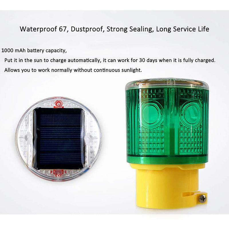 [Australia - AusPower] - Solar Strobe Warning Light Flashing Lamp: 360 Degree Super Bright LED Wireless Install Automatically Turn On/Off IP65 Waterproof for Construction, Traffic, Dock, Marine, Crane Tower, Factory (Yellow) Yellow 