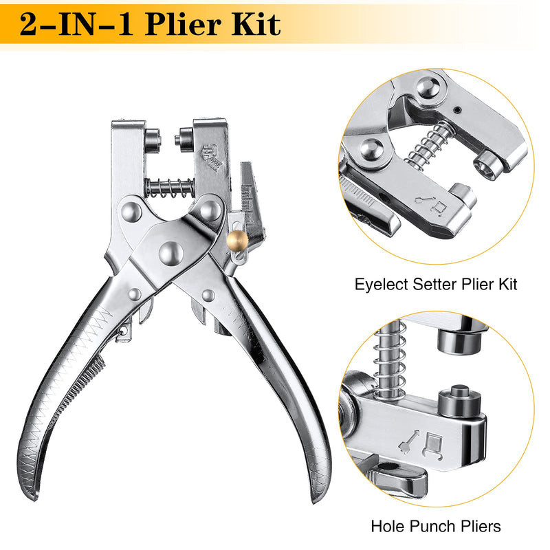 Honoson 3/16 Inch Grommet Tool Kit Eyelet Plier Set Hole Punch Grommet Hand Press Pliers with 200 Pieces of Eyelets for Shoes Clothes Bags(Gold, Silver, Grey, Copper) Gold, Silver, Grey, Copper