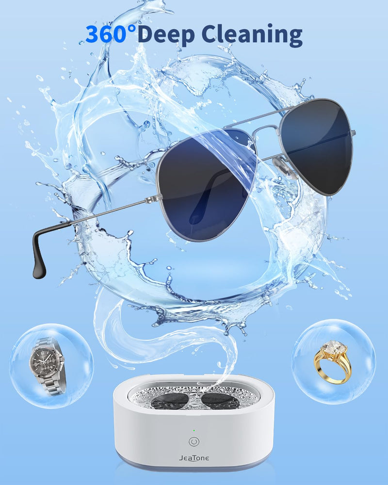 [Australia - AusPower] - Ultrasonic Jewelry Cleaner, JeaTone 20oz Ring Cleaner, 46KHz Professional Jewelry Cleaner Ultrasonic Machine, Jewelry Cleaner for All Jewelry, Rings, Diamonds, Gold, Glasses, Dentures Grey 