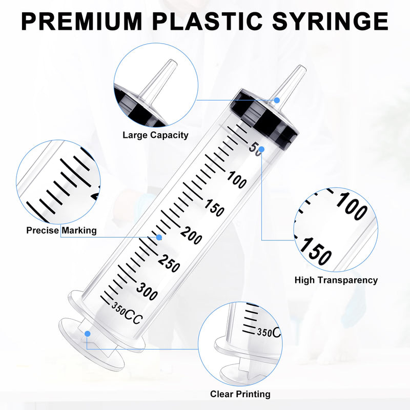 [Australia - AusPower] - Pack of 2 Large Syringe 250 ml 350 ml 550 ml, Plastic Syringe with Hose, Liquid Measuring Syrings, Dosing Syringe for Industry, Individually Sealed Syringe, Plastic Syringe for Laboratory (250 ml) 250ml 
