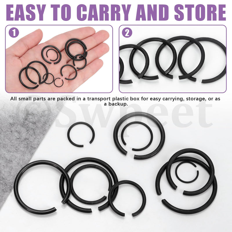 [Australia - AusPower] - Swpeet 150Pcs 10 Sizes 10mm-26mm Carbon spring steel Manganese Steel Round Wire C-Clips External Snap Ring Assortment Kit, M10 M12 M14 M16 M18 M20 M22 M20 M24 M25 M26 Round Wire Snap Rings for shaft Retainer Clip 