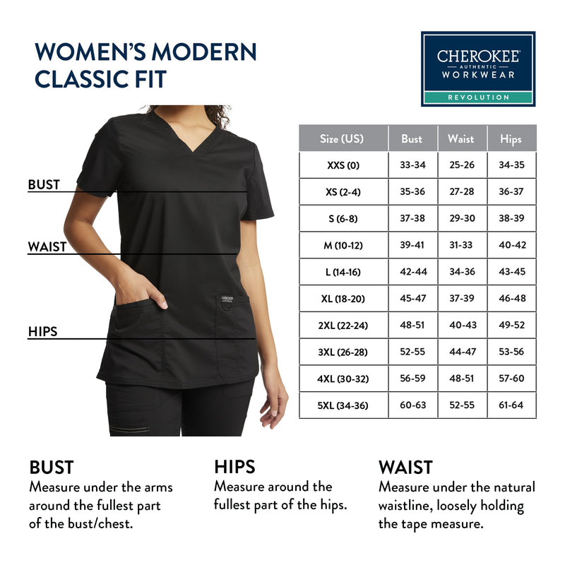 [Australia - AusPower] - V-Neck Scrubs for Women Workwear Revolution, Soft Stretch, Easy Care WW620 Medium Black 