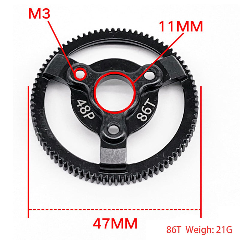 [Australia - AusPower] - RC 48P 86T Spur Gear Hardened Steel Spur Gear Upgrades Part for Traxxas 1/10 Slash Stampede Rustler Bandit 2WD VXL XL-5 F-150 SVT, (86T) 