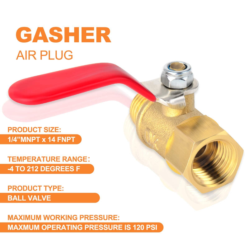 [Australia - AusPower] - GASHER 6PCS 1/4 Inch Brass Mini Ball Valve Shut Off Switch, 1/4 Inch Male x Female NPT Thread Pipe Fitting 1/4" FNPT x 1/4" MNPT 6 
