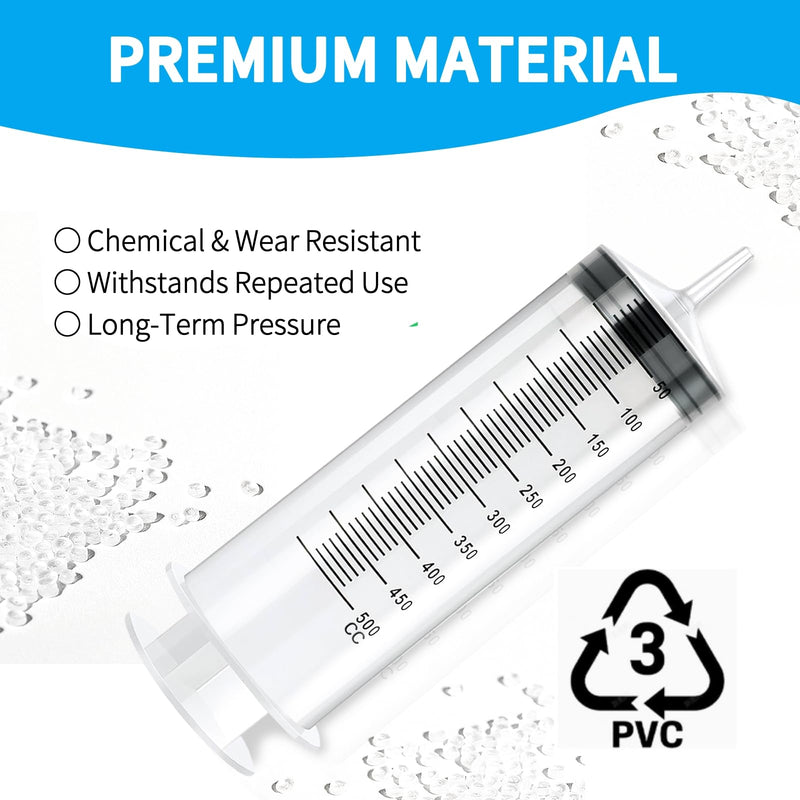[Australia - AusPower] - 500 ml Large Syringe with Hose, Reusable Liquid Syringe for Pet Feeding, Plant Watering, Laboratory Measurement, Dispensing 500ML 