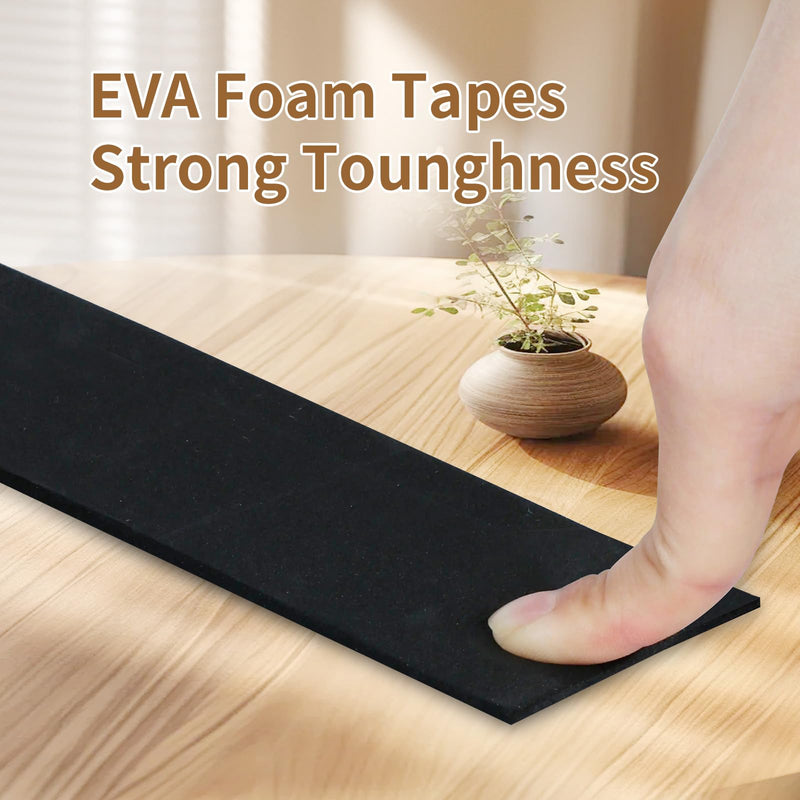 ZOMPAGO Foam Tape Weather Stripping, 2.4in x 16.4FT Black Single Sided Adhesive Rubber Seal Strip, Window Gap Filler & Door Seal Weatherstripping for Doors, Exterior Window Gasket Door Insulation