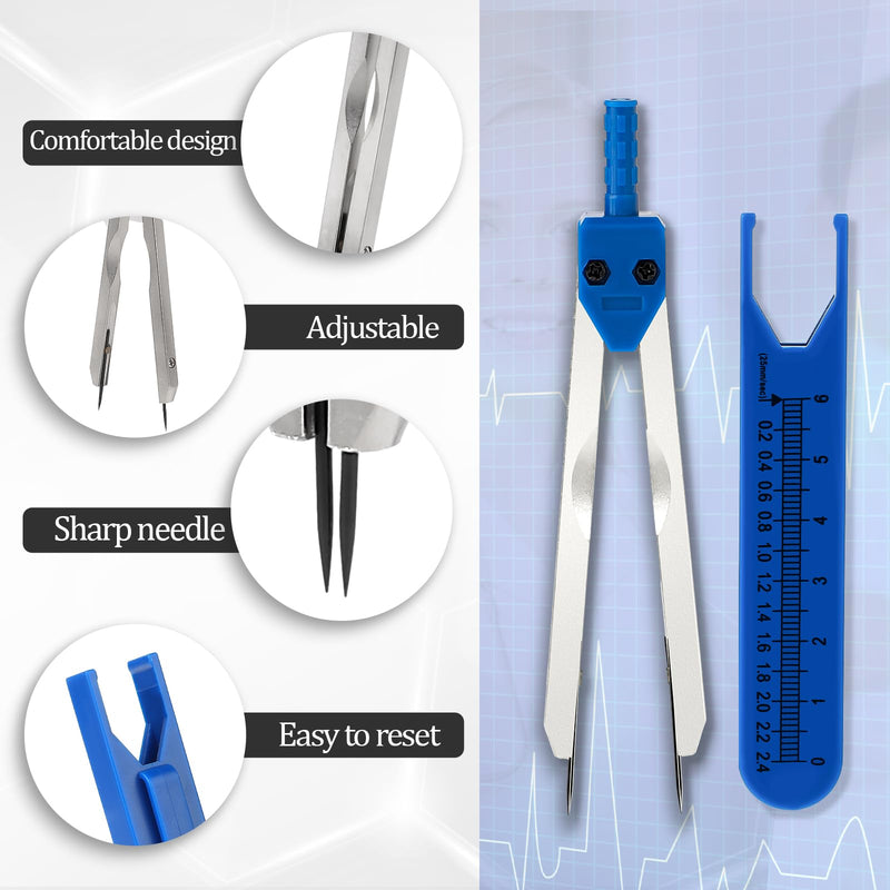 [Australia - AusPower] - Electrocardiogram Caliper EKG ECG Calipers Measuring Tool with Ruler Electrocardiogram Drafting Divider for Doctors, Nurses, Medical Students (1 Pack, Blue) 