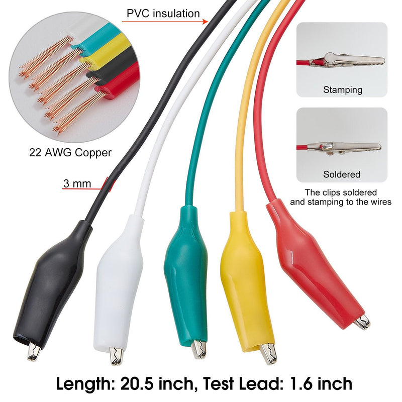 [Australia - AusPower] - WGGE WG-026 10 Pieces and 5 Colors Test Lead Set & WG-011 Test Lead and Safety Alligator Clips & WGGE ElectricianTest Lead Kit CAT III 1000V & CAT IV 600V with Insulation Alligator Clips 