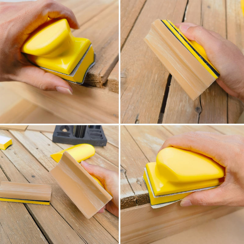 [Australia - AusPower] - Total 56 PCS Hand Sanding Block Set- 16 PCS Contoured Profile Sander Block + 40 Sheet Sandpaper Kit - Interchangeable Assorted Convex & Concave Shapes for Moldings,Woodworking, Auto Paint and Crafts 